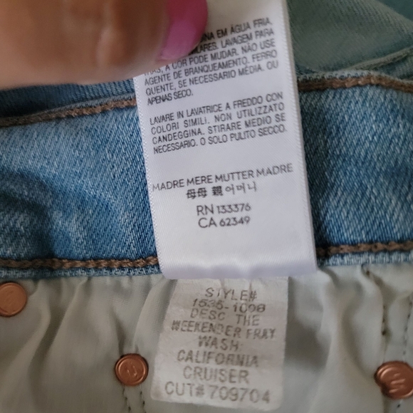 MOTHER The Weekender Fray Wash California Cruiser Style# 1535-1008 Size 32 - Picture 11 of 14